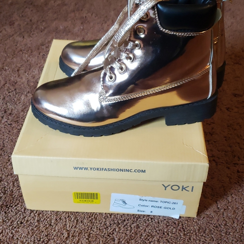 Gold lace boots